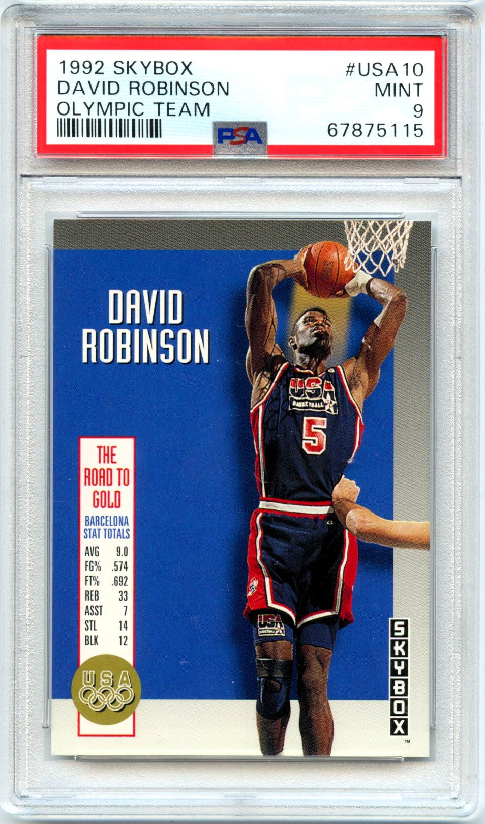 David Robinson 1992-93 Skybox Olympic Team PSA 9-1