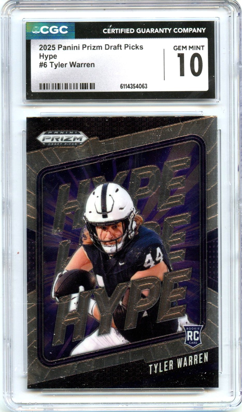 Tyler Warren RC 2025 Panini Prizm Draft Hype Rookie #5 CGC 10 ...