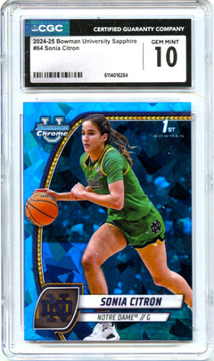 Sonia Citron RC 2024-25 Bowman U Chrome Sapphire Rookie #64 CGC 10-1