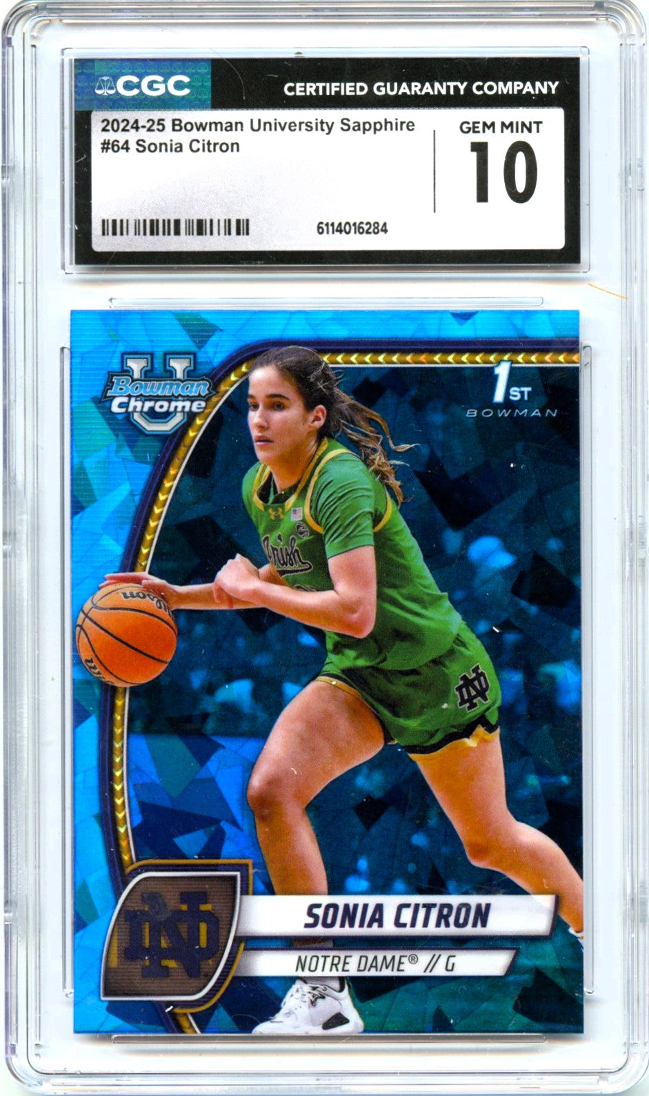 Sonia Citron RC 2024-25 Bowman U Chrome Sapphire Rookie #64 CGC 10