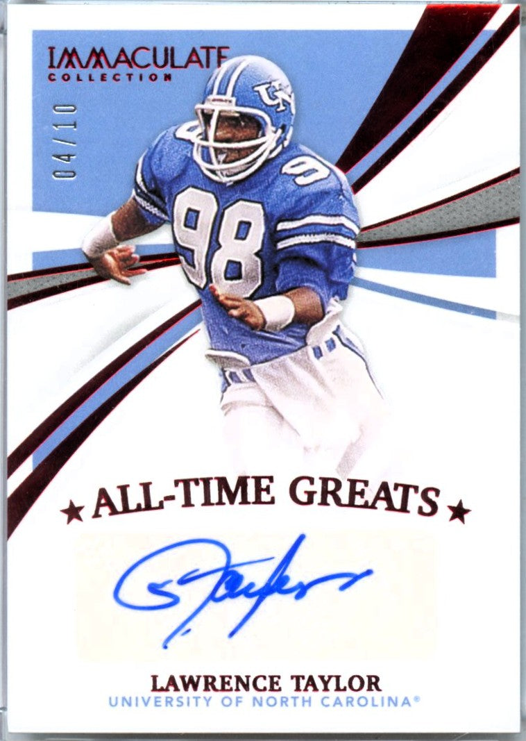 Lawrence Taylor 2021 Immaculate Collegiate Red All-Time Greats Auto SP 4/10