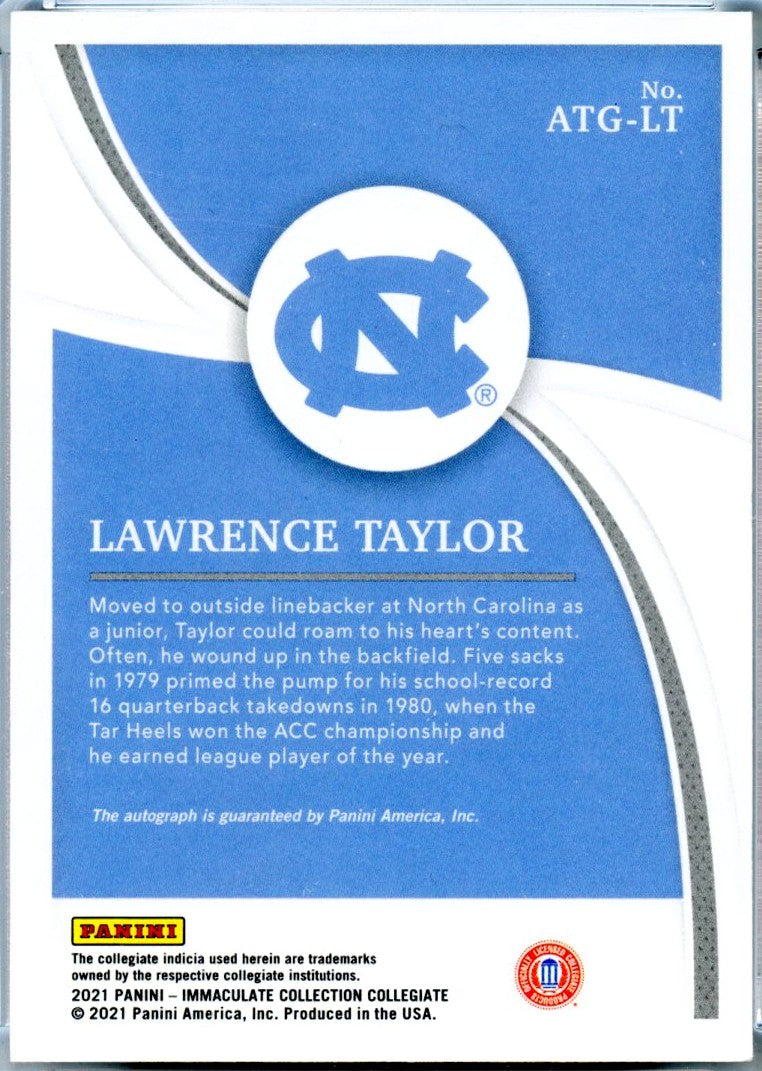 Lawrence Taylor 2021 Immaculate Collegiate Red All-Time Greats Auto SP 4/10