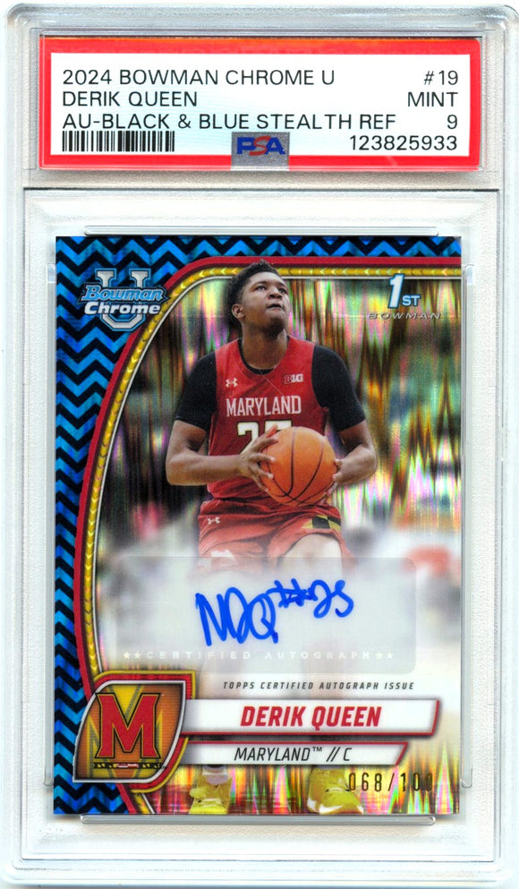 Product Derik Queen RC 2024-25 Bowman U Chrome Black Blue Stealth Rookie Auto SP 68/100 PSA 9 Link
