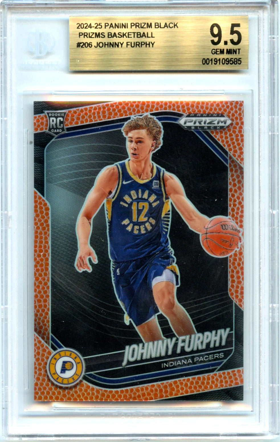 Johnny Furphy RC 2024-25 Panini Prizm Black Basketball Rookie SP 87/225 BGS 9.5