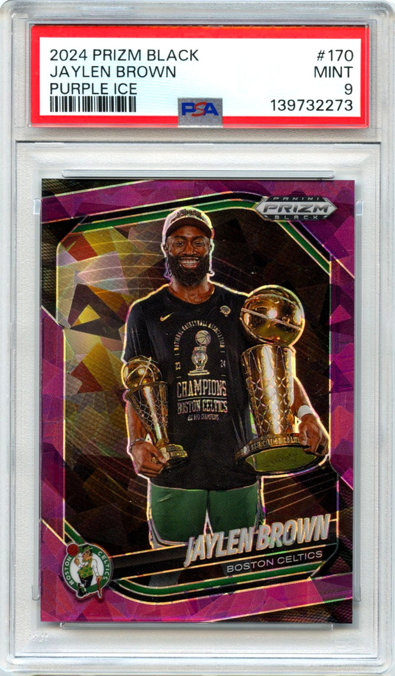 Jaylen Brown 2024-25 Panini Prizm Black Purple Ice SP 77/149 PSA 9-1