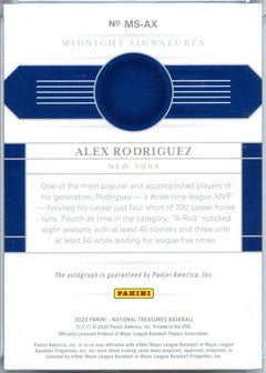 Alex Rodriguez 2020 National Treasures Midnight Signatures Auto SP 3/10-2