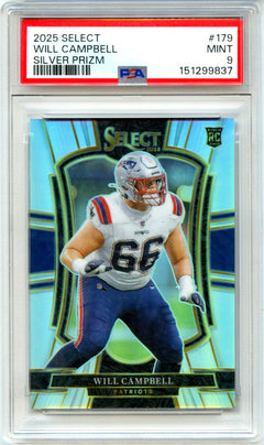 Will Campbell RC 2025 Panini Select Premier Level Silver Rookie #179 PSA 9-1