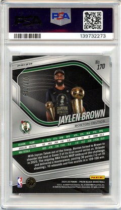 Jaylen Brown 2024-25 Panini Prizm Black Purple Ice SP 77/149 PSA 9-2