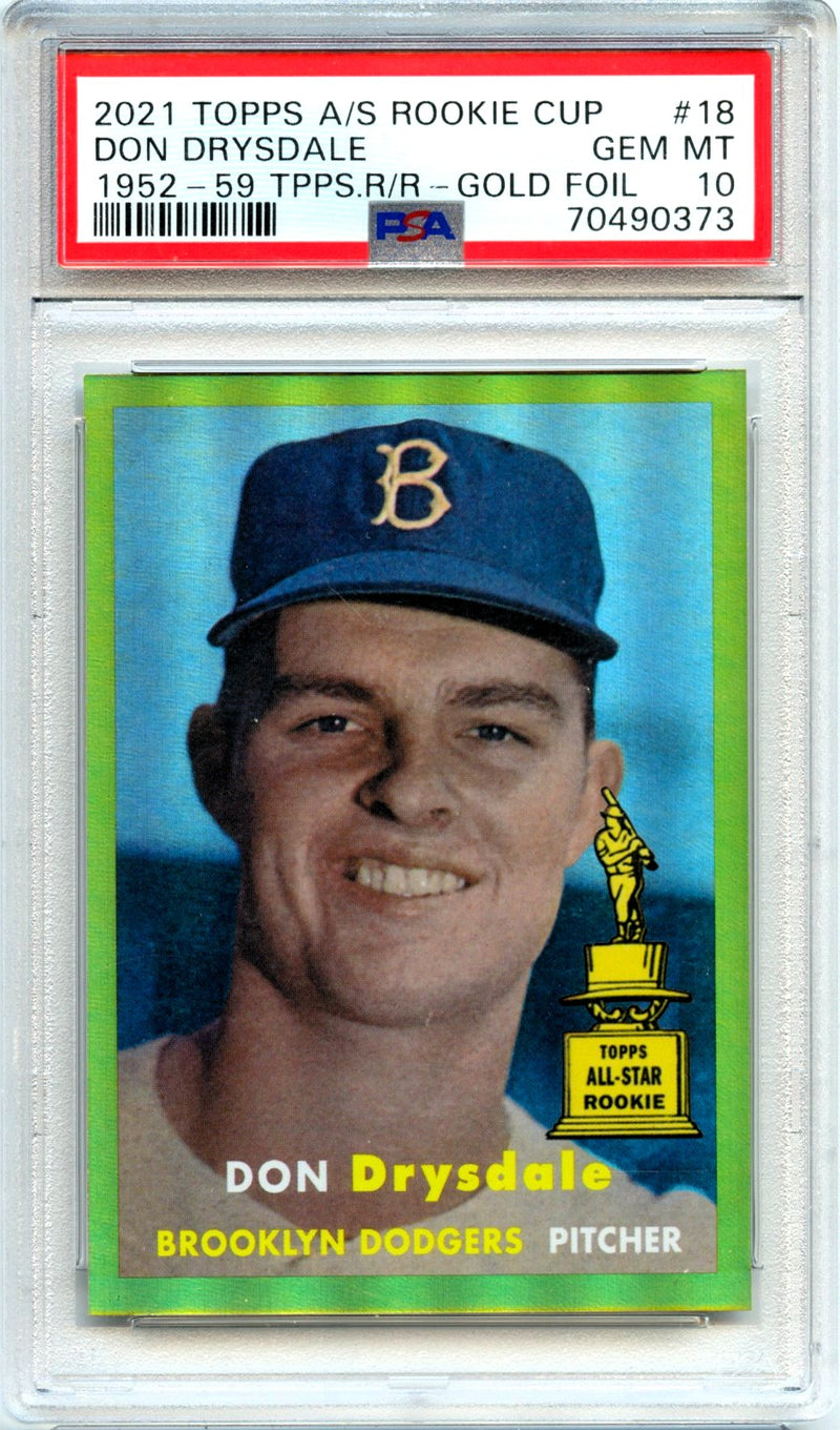 Don Drysdale 2021 Topps All Star Rookie Cup 1952 Retro Gold Foil SP 9/50 PSA 10-1
