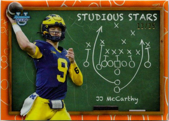 Product JJ Mccarthy RC 2023 Bowman U Best Orange Studious Stars Rookie SP 13/25 Link