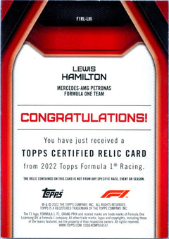 Lewis Hamilton 2022 Topps Formula 1 Firesuit Patch-2