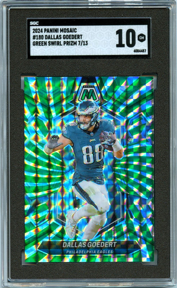 Product Dallas Goedert 2024 Panini Mosaic Green Swirl Prizm SP 7/13 SGC 10 Link