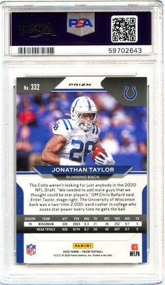 Jonathan Taylor RC 2020 Panini Prizm Silver Rookie #332 PSA 9-2