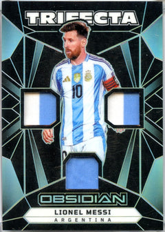 Lionel Messi 2024-25 Panini Obsidian Trifecta Triple Patch SP 42/199-1