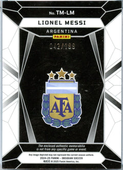 Lionel Messi 2024-25 Panini Obsidian Trifecta Triple Patch SP 42/199-2