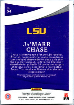 Ja'marr Chase RC 2021 Immaculate Collegiate Rookie Patch Auto SP 25/99-2