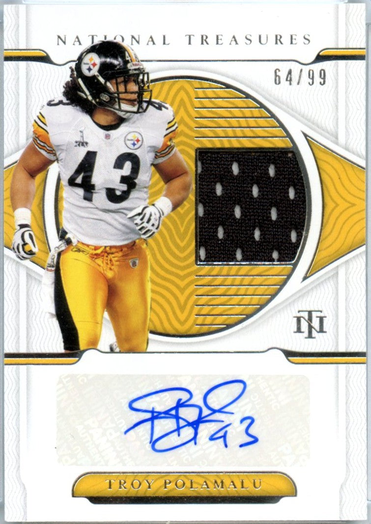 Troy Polamalu 2021 National Treasures Jersey Patch Auto SP 64/99