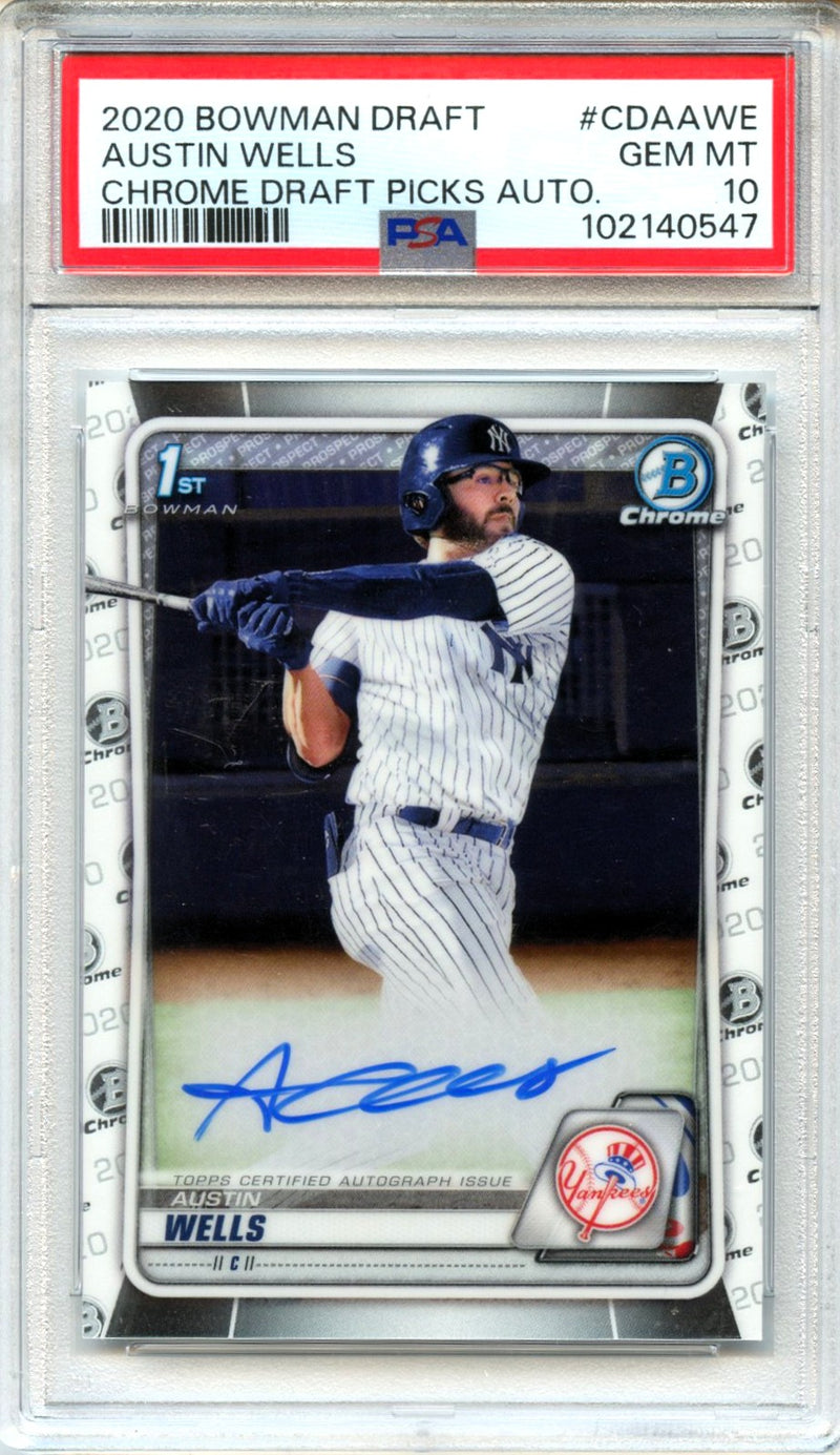 Austin Wells RC 2020 1st Bowman Chrome Prospect Rookie Auto PSA 10-1