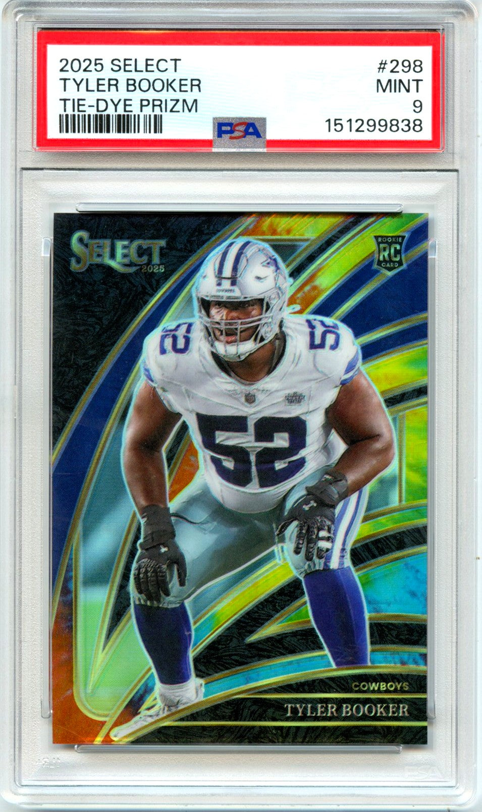 Tyler Booker RC 2025 Panini Select Club Level Tie Dye Rookie SP 11/25 PSA 9-1