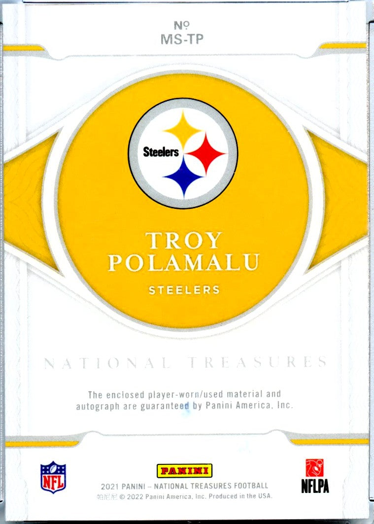 Troy Polamalu 2021 National Treasures Jersey Patch Auto SP 64/99