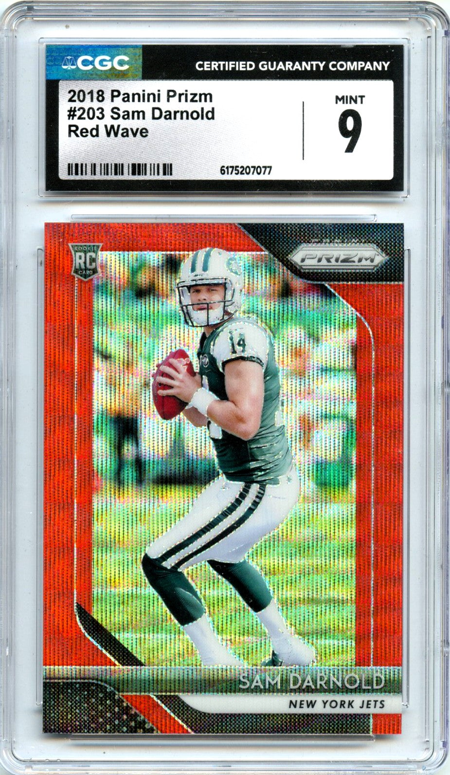 Sam Darnold RC 2018 Panini Prizm Red Wave Rookie SP 81/149 CGC 9-1