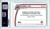 Carnell Tate RC 2024 Bowman University Chrome Sapphire Edition Rookie Auto PSA 10