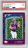 JJ Mccarthy RC 2024 Donruss Optic Pink Velocity Rated Rookie SP 49/80 PSA 9