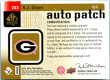 Aj Green RC 2011 UD Sp Authentic Rookie Patch Auto SP 85/299