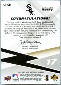 Ken Griffey Jr 2009 Upper Deck Spectrum Game Used Patch Auto SP 68/75-2
