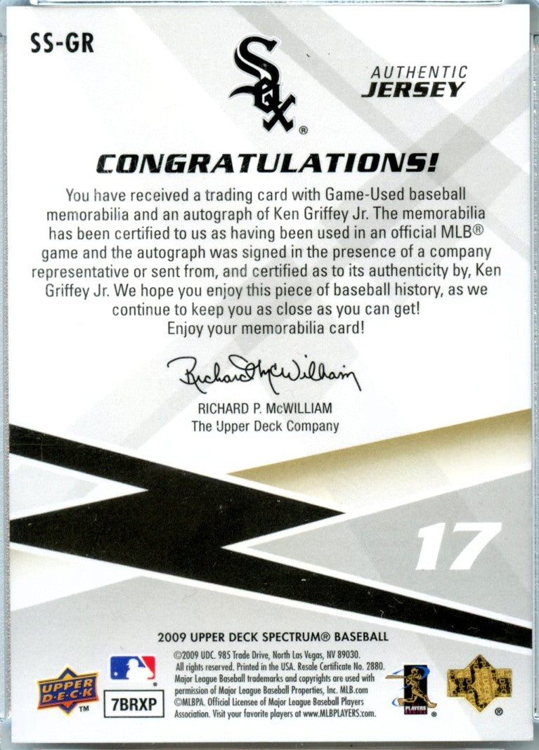 Ken Griffey Jr 2009 Upper Deck Spectrum Game Used Patch Auto SP 68/75-2