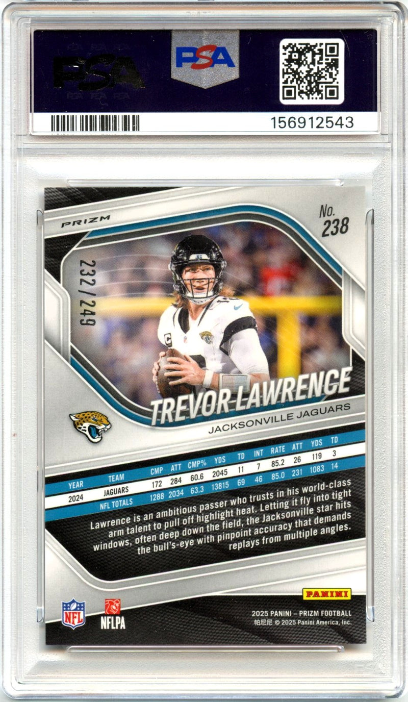 Trevor Lawrence 2025 Panini Prizm Orange SP 232/249 PSA 10-2