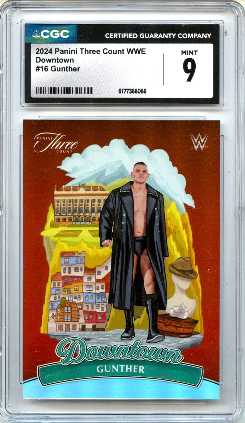 Gunther 2024 Panini Three Count WWE Downtown! SSP #16 CGC 9-1