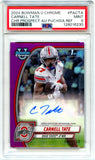 Carnell Tate RC 2024 Bowman University Chrome Fuchsia Rookie Auto SP 4/150 PSA 9