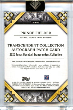 Prince Fielder 2025 Topps Transcendent Collection Game Used Patch Auto SP 15/25-2