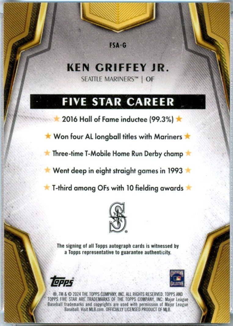 Ken Griffey Jr 2024 Topps Five Star Signatures Green Auto SP 12/15-2