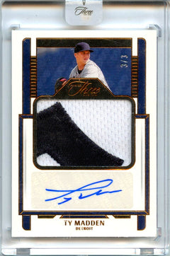 Ty Madden 2023 Panini Three And Two Jersey Patch Auto SP 3/3-1