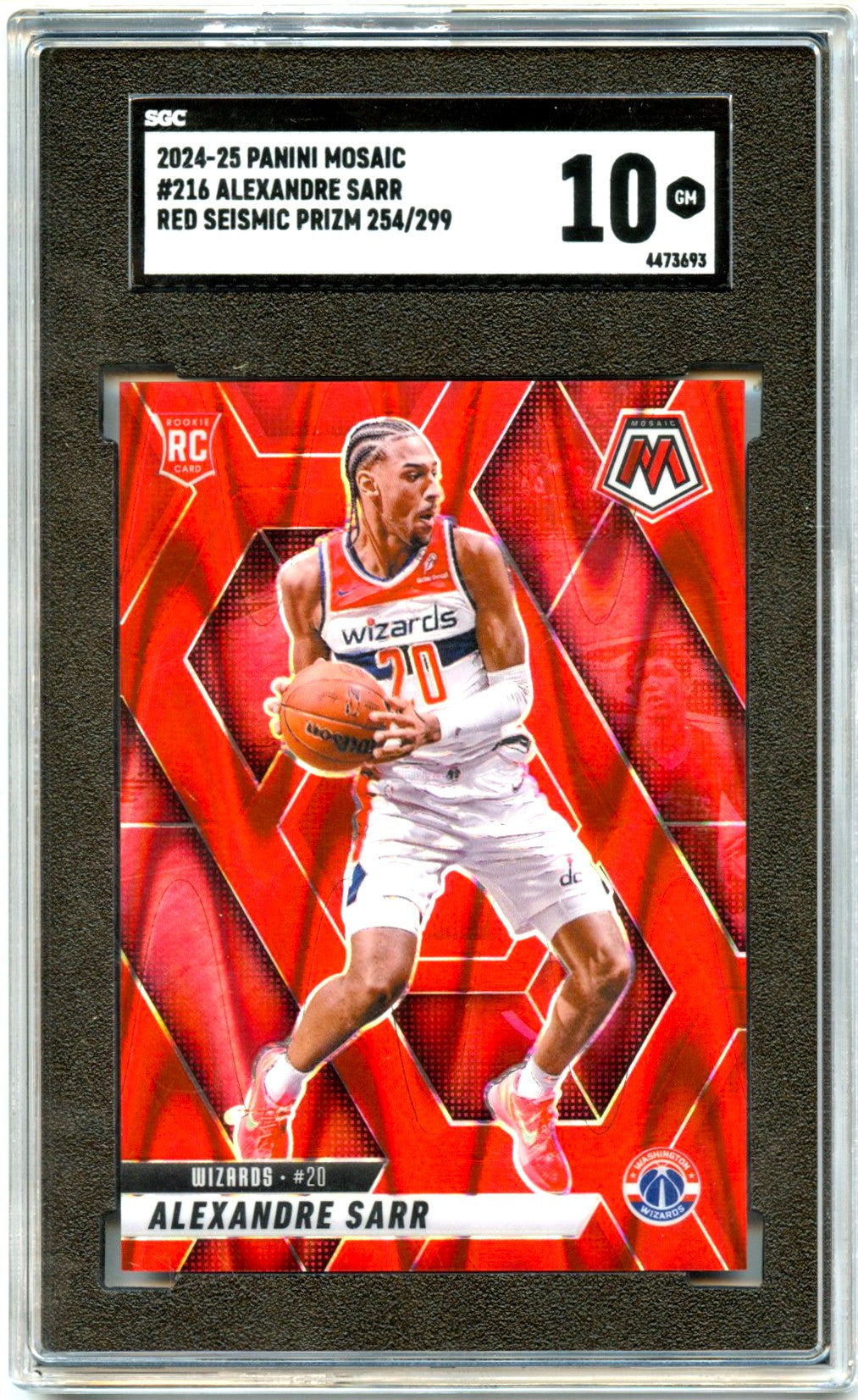 Alexandre Sarr RC 2024-25 Panini Mosaic Red Seismic Rookie SP 254/299 SGC 10-1