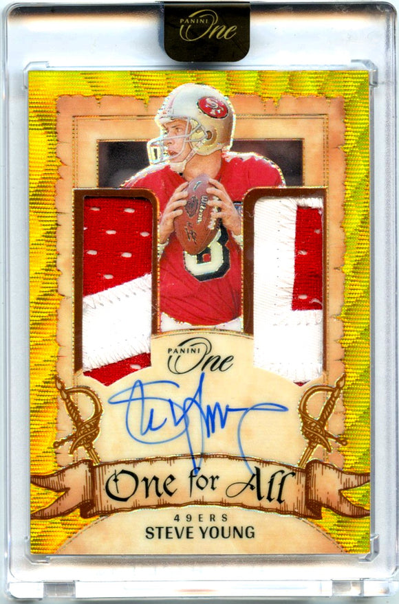 Product Steve Young 2023 Panini One Gold Wave One For All Dual Patch Auto SP 15/15 Link