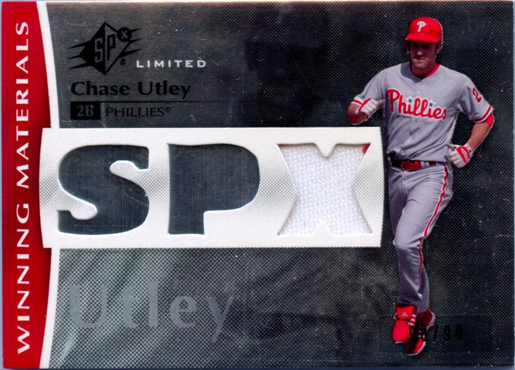 Chase Utley 2008 UD Spx Winning Materials Game Used Patch SP 98/99