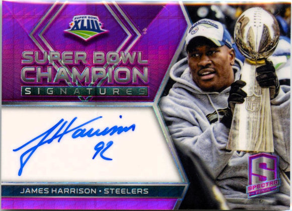Product James Harrison 2018 Panini Spectra Neon Pink Super Bowl Champion Auto SP 4/10 Link