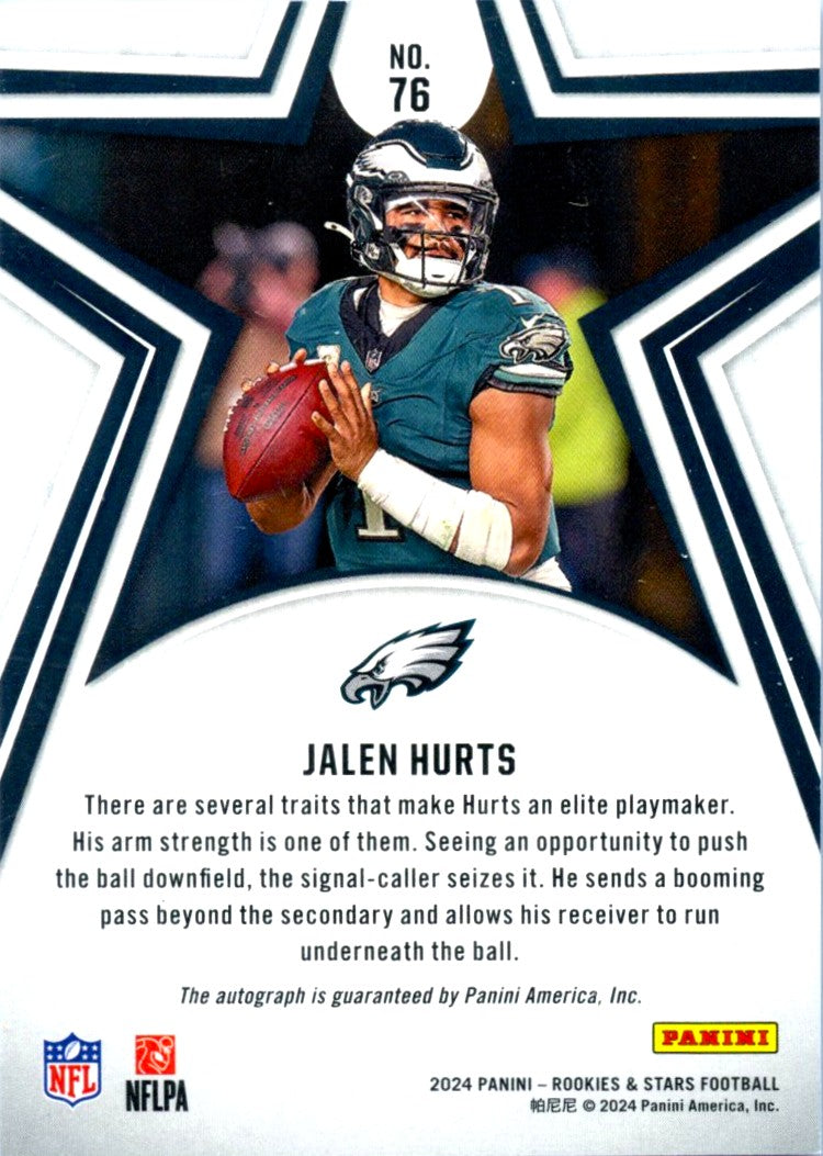 Jalen Hurts 2024 Panini Rookies & Stars Orange Auto SP 7/20-2