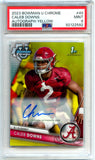 Caleb Downs RC 2023 Bowman University Chrome Yellow Rookie Auto SP 43/75 PSA 9