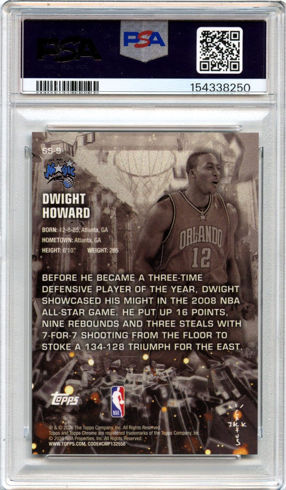 Dwight Howard 2025-26 Topps Chrome X Cactus Jack All Star Game Black Sicko Stars SP 6/10 PSA 10-2