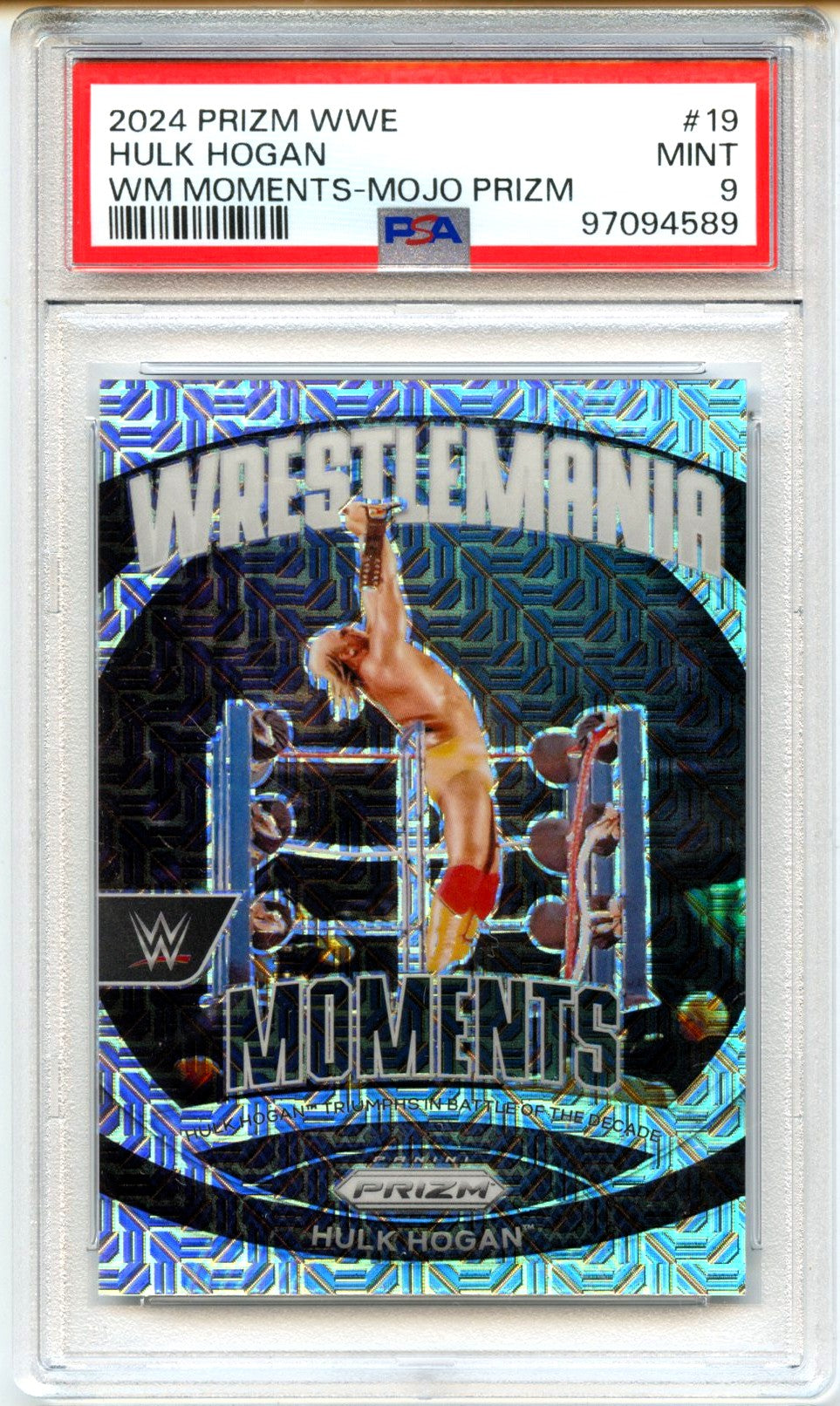 Hulk Hogan 2024 Panini Prizm WWE Mojo Wrestlemania Moments SP 24/25 PSA 9