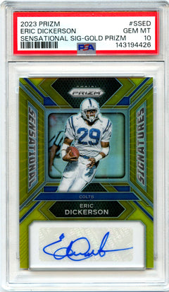Eric Dickerson 2023 Panini Prizm Gold Sensational Auto SP 3/10 PSA 10-1