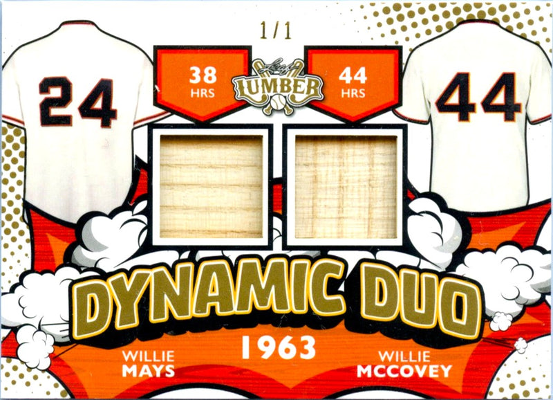 Willie Mays Willie Mccovey 2024 Leaf Lumber Dynamic Duo Game Used Bat Piece SP 1/1-1