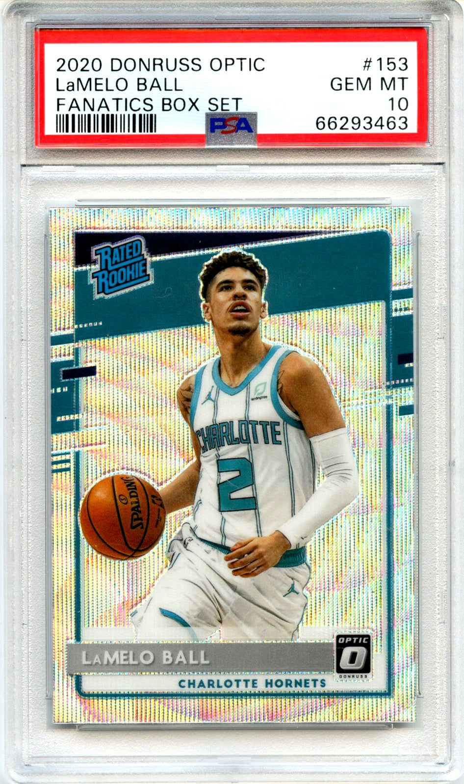 Lamelo Ball RC 2020-21 Donruss Optic Fanatics Box Set Rated Rookie #153 PSA 10-1