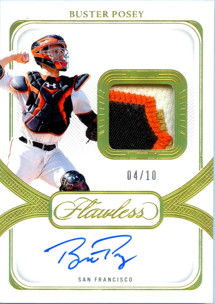 Buster Posey 2024 Flawless Holo Gold Game Used Patch Auto SP 4/10-1