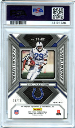 Eric Dickerson 2023 Panini Prizm Gold Sensational Auto SP 3/10 PSA 10-2