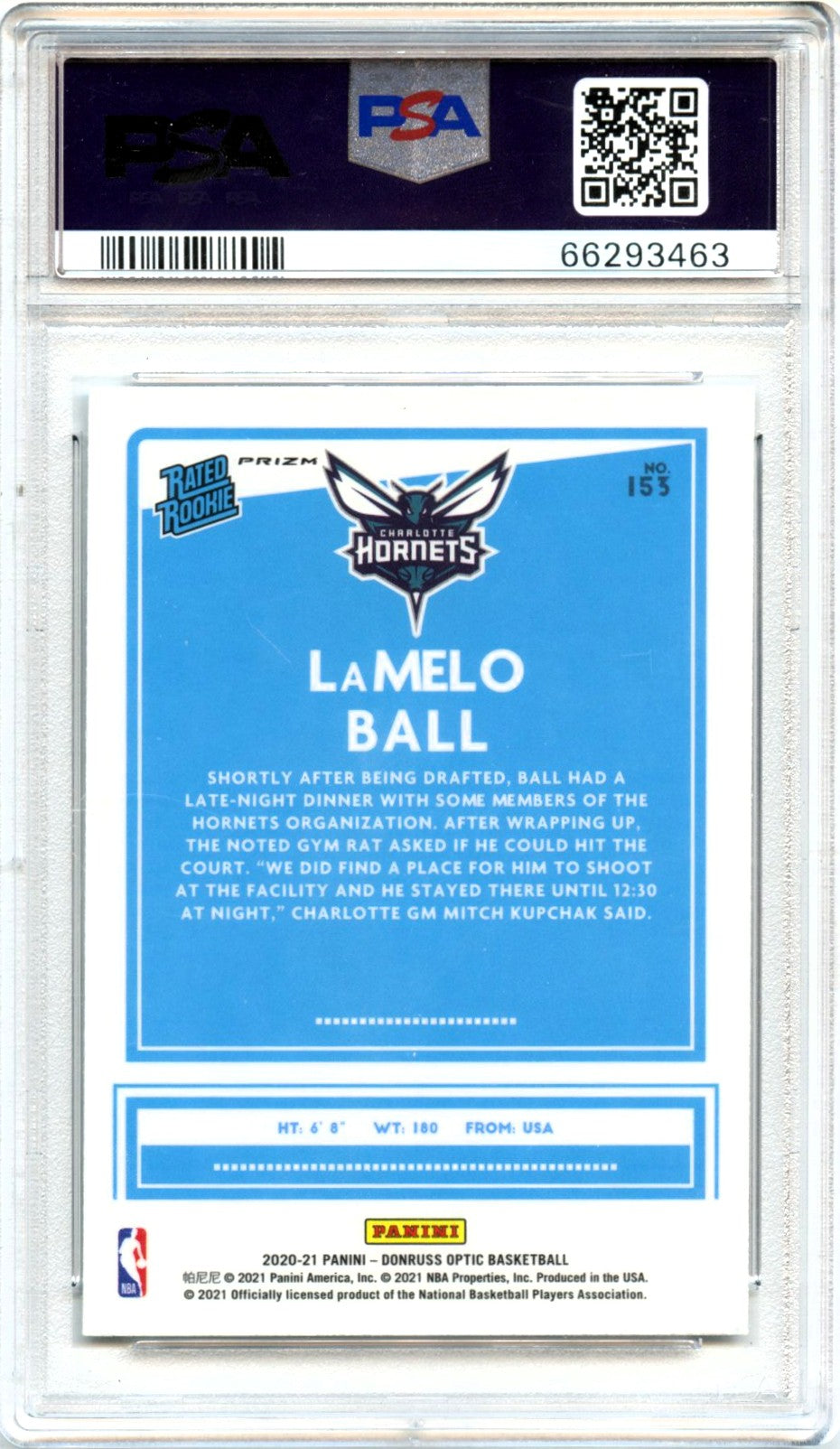 Lamelo Ball RC 2020-21 Donruss Optic Fanatics Box Set Rated Rookie #153 PSA 10-2
